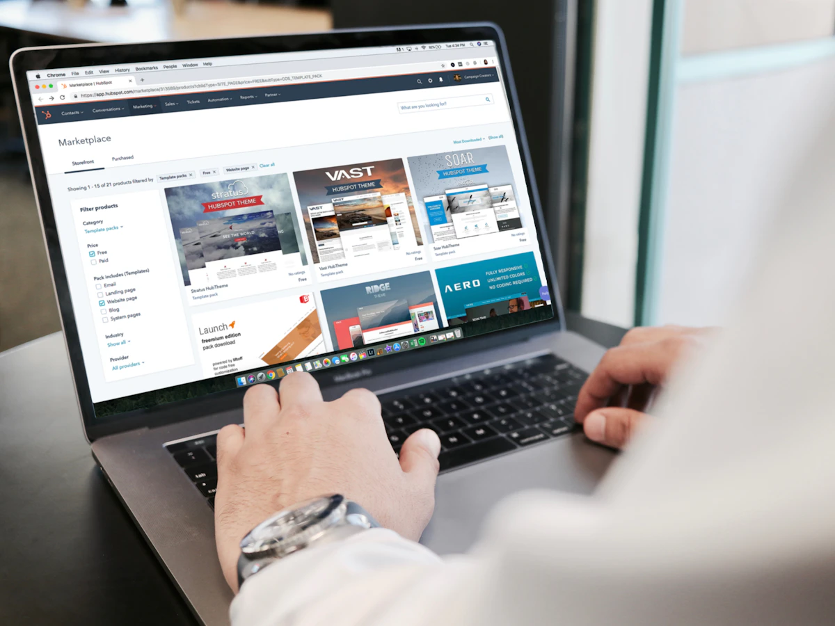 Website development project on a laptop